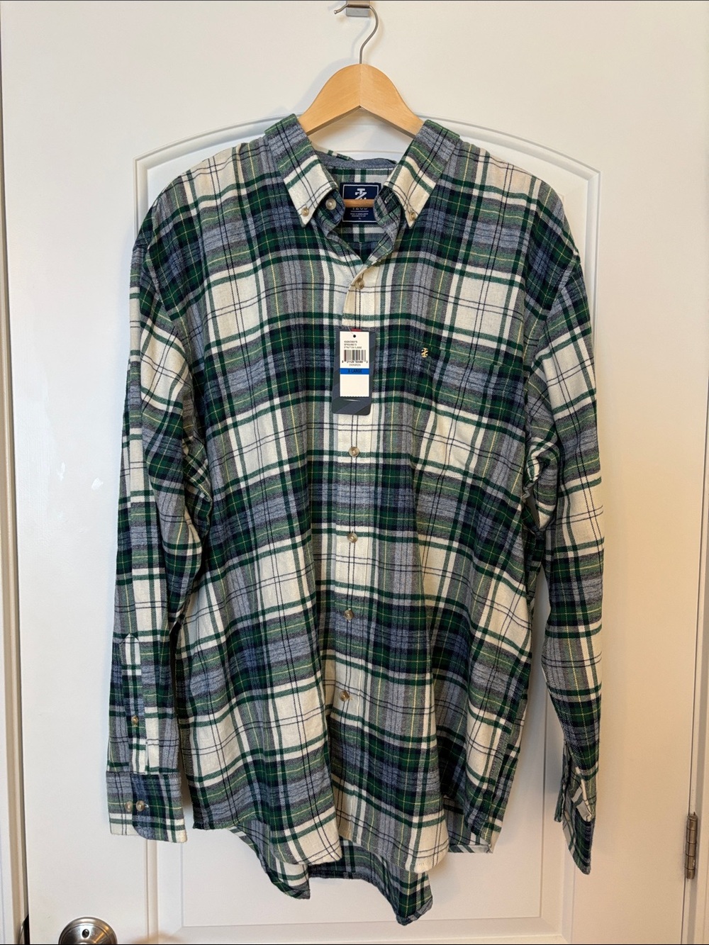 Izod Stratton Flannel Long Sleeve Button Down Shirt Evergreen Men's XL NWT